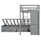 Gray Twin Over Twin Wood Bunk Bed With Drawers And Storage