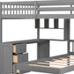 Gray Full Over Twin Wood Bunk Bed With Stairs Desk Drawers And Storage