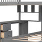Gray Full Over Twin Wood Bunk Bed With Stairs Desk Drawers And Storage