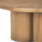 39" Natural Solid Wood Round Pedestal Coffee Table