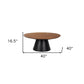 40" Brown and Black Solid Wood and Iron Round Pedestal Coffee Table