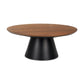 40" Brown and Black Solid Wood and Iron Round Pedestal Coffee Table
