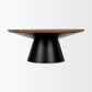 40" Brown and Black Solid Wood and Iron Round Pedestal Coffee Table