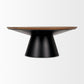 40" Brown and Black Solid Wood and Iron Round Pedestal Coffee Table