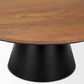 40" Brown and Black Solid Wood and Iron Round Pedestal Coffee Table