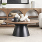 40" Brown and Black Solid Wood and Iron Round Pedestal Coffee Table
