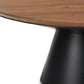 40" Brown and Black Solid Wood and Iron Round Pedestal Coffee Table