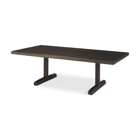 55" Dark Brown Solid Wood Double Pedestal Coffee Table
