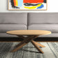 42" Natural Solid Wood Round Cross Legs Coffee Table