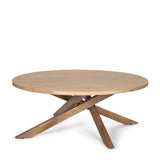 42" Natural Solid Wood Round Cross Legs Coffee Table