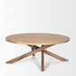 42" Natural Solid Wood Round Cross Legs Coffee Table