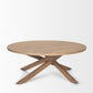42" Natural Solid Wood Round Cross Legs Coffee Table