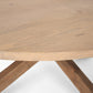 42" Natural Solid Wood Round Cross Legs Coffee Table