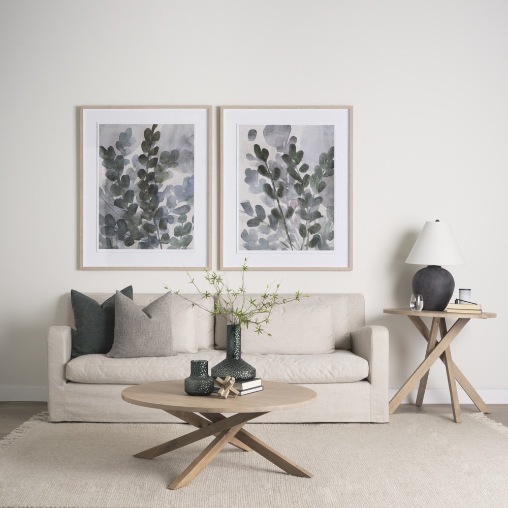 42" Natural Solid Wood Round Cross Legs Coffee Table