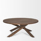 42" Brown Solid Wood Round Cross Legs Coffee Table