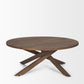 42" Brown Solid Wood Round Cross Legs Coffee Table
