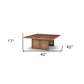42" Brown and Natural Solid Wood and Wicker Square Double Pedestal Coffee Table