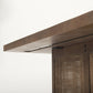 42" Brown and Natural Solid Wood and Wicker Square Double Pedestal Coffee Table