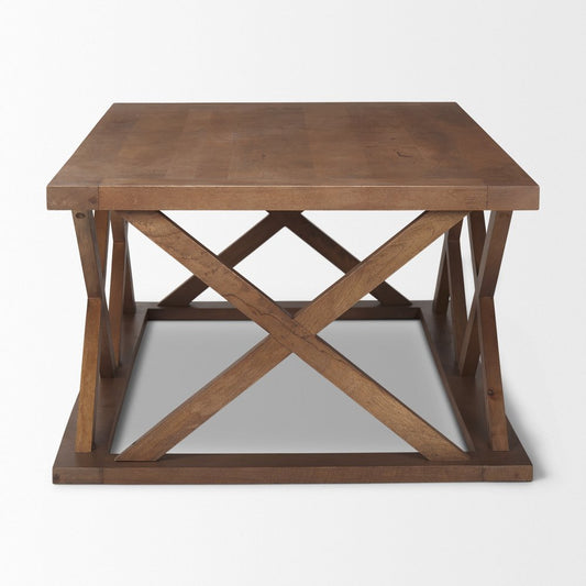 48" Brown Solid Wood Geo Frame Coffee Table