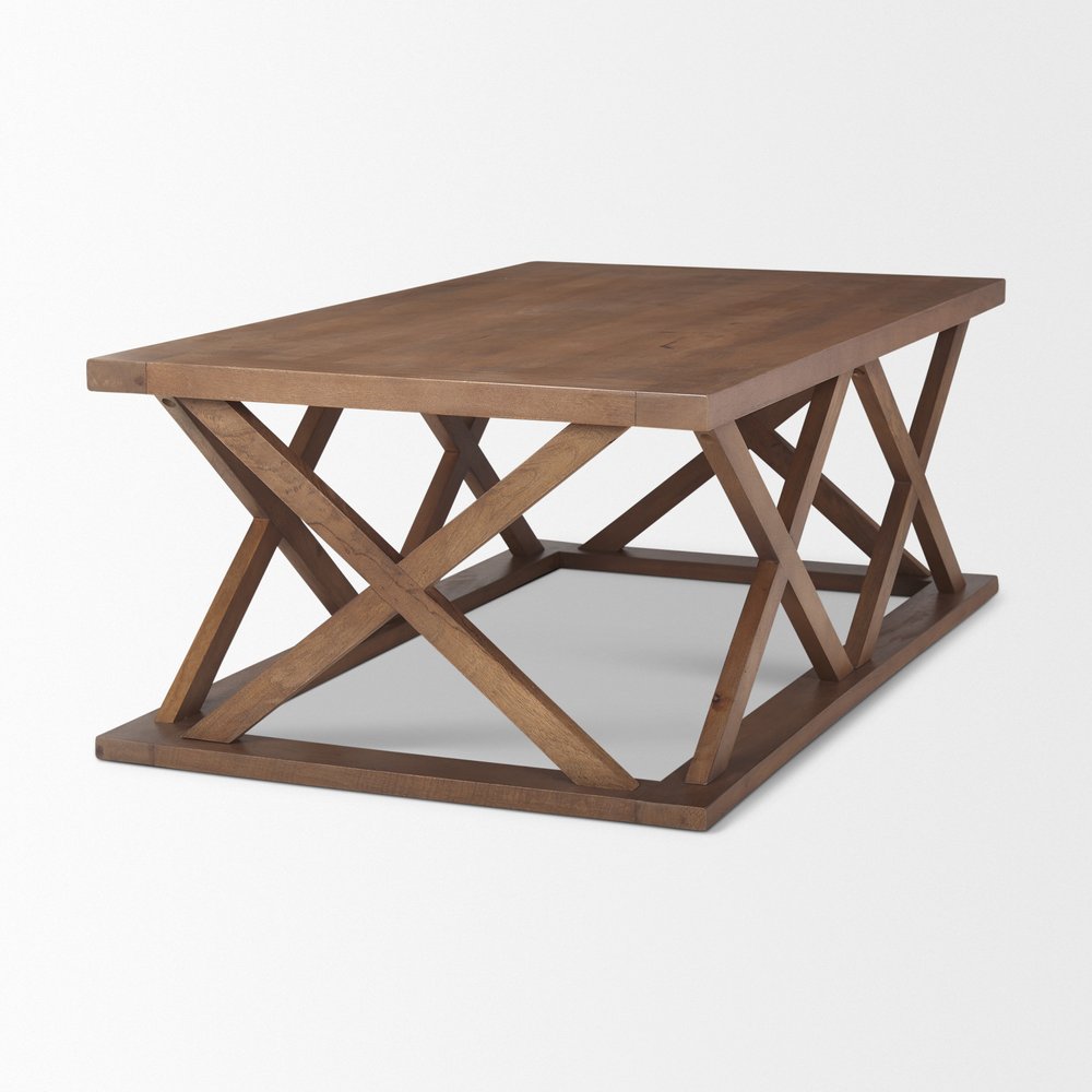 48" Brown Solid Wood Geo Frame Coffee Table