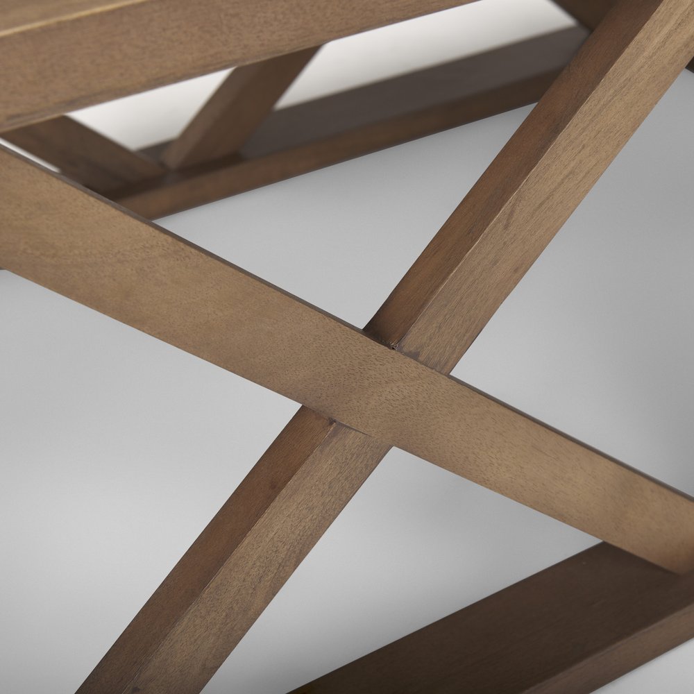 48" Brown Solid Wood Geo Frame Coffee Table