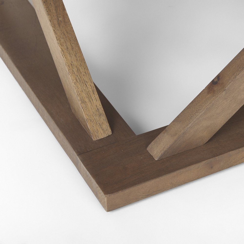 48" Brown Solid Wood Geo Frame Coffee Table