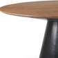 63" Brown and Black Solid Wood and Metal Pedestal Base Round Top Dining Table