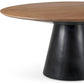 63" Brown and Black Solid Wood and Metal Pedestal Base Round Top Dining Table