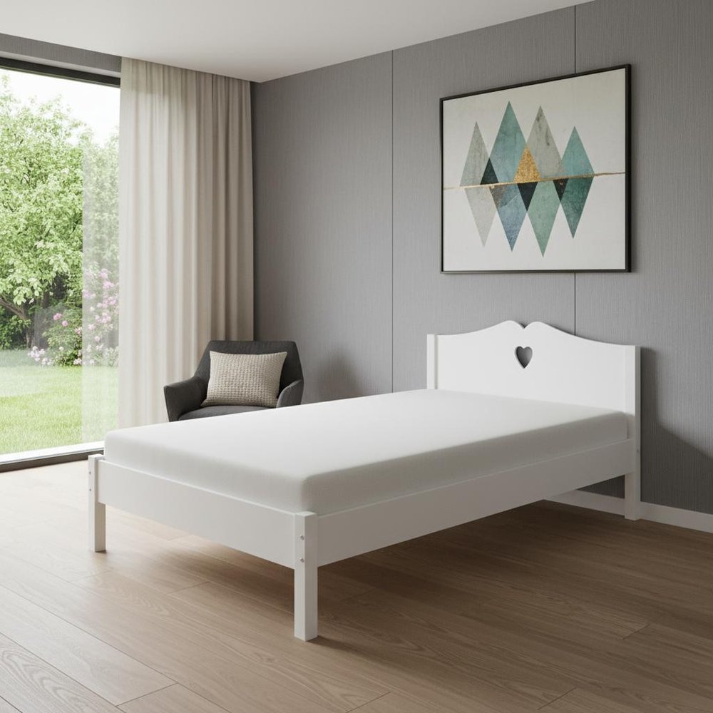 White Wood Twin Bed Frame