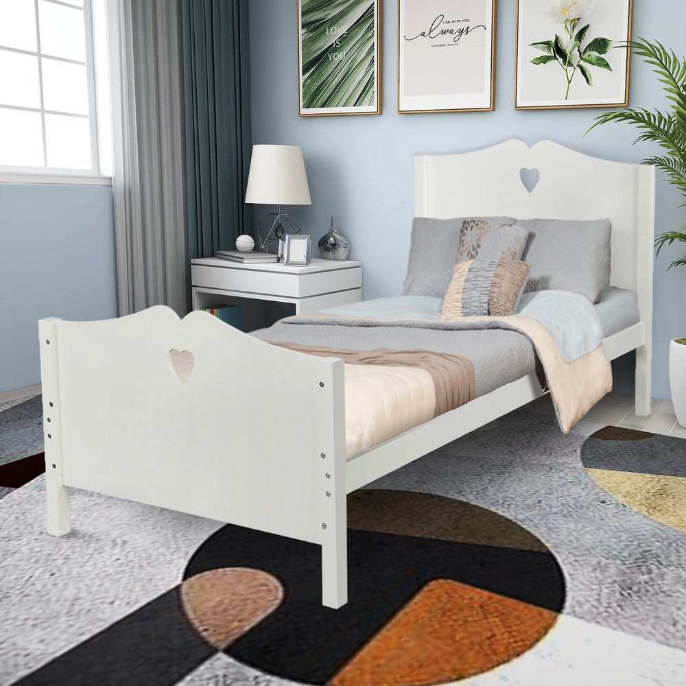 White Wood Twin Bed Frame