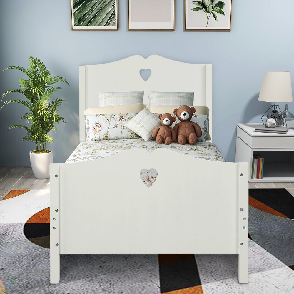 White Wood Twin Bed Frame