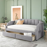 Gray Upholstered Twin Bed Frame