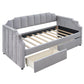 Gray Upholstered Twin Bed Frame
