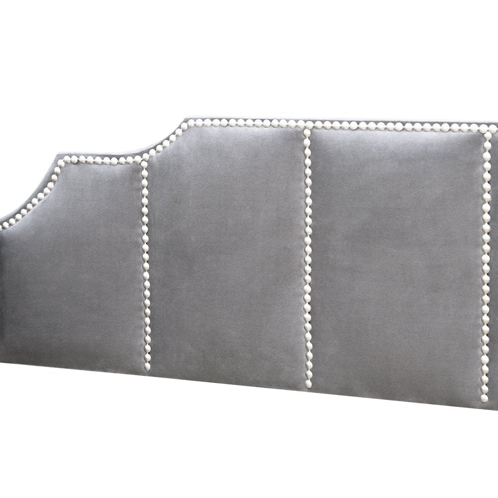 Gray Upholstered Twin Bed Frame