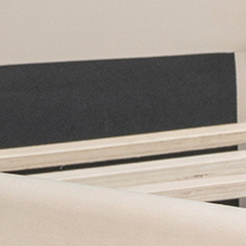 Beige Upholstered Twin Bed Frame With Drawers