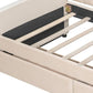 Beige Upholstered Twin Bed Frame With Drawers