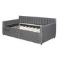 Gray Upholstered Twin Bed Frame With Drawers
