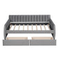 Gray Upholstered Twin Bed Frame With Drawers