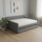 Gray Upholstered Full Bed Frame With Trundle