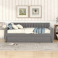 Gray Upholstered Full Bed Frame With Trundle
