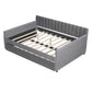 Gray Upholstered Full Bed Frame With Trundle