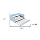 Light Blue and Blue Upholstered Twin Bed Frame With Trundle