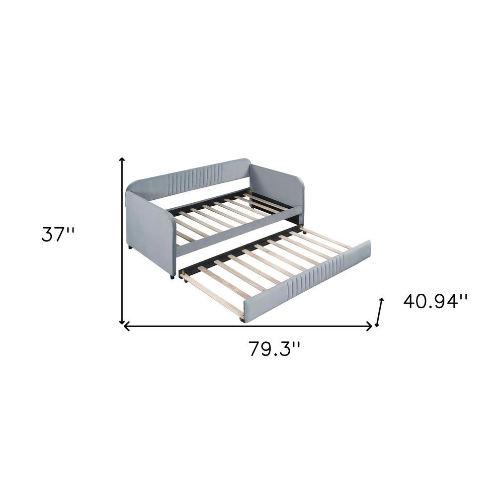 Gray Upholstered Twin Bed Frame With Trundle