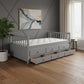 Gray Wood Twin Bed Frame With Drawers