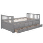 Gray Wood Twin Bed Frame With Drawers