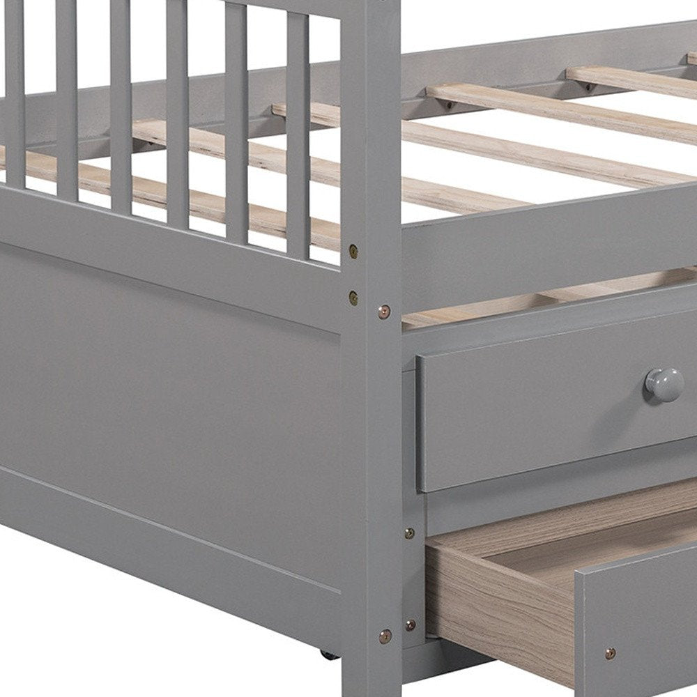 Gray Wood Twin Bed Frame With Drawers