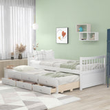 White Wood Twin Bed Frame With Drawers