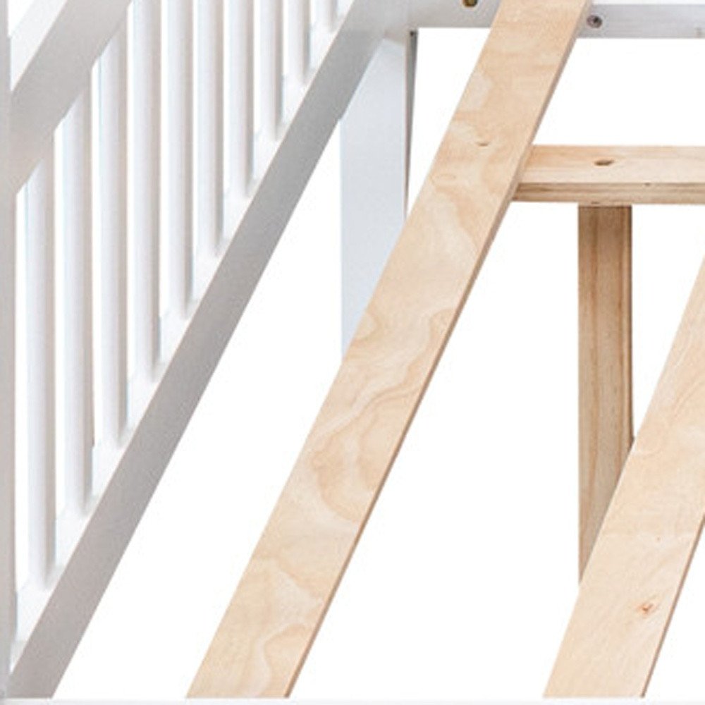 White Wood Full Canopy Bed Frame With Drawers