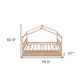 Natural Wood Full Canopy Bed Frame With Drawers