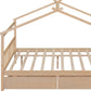 Natural Wood Full Canopy Bed Frame With Drawers